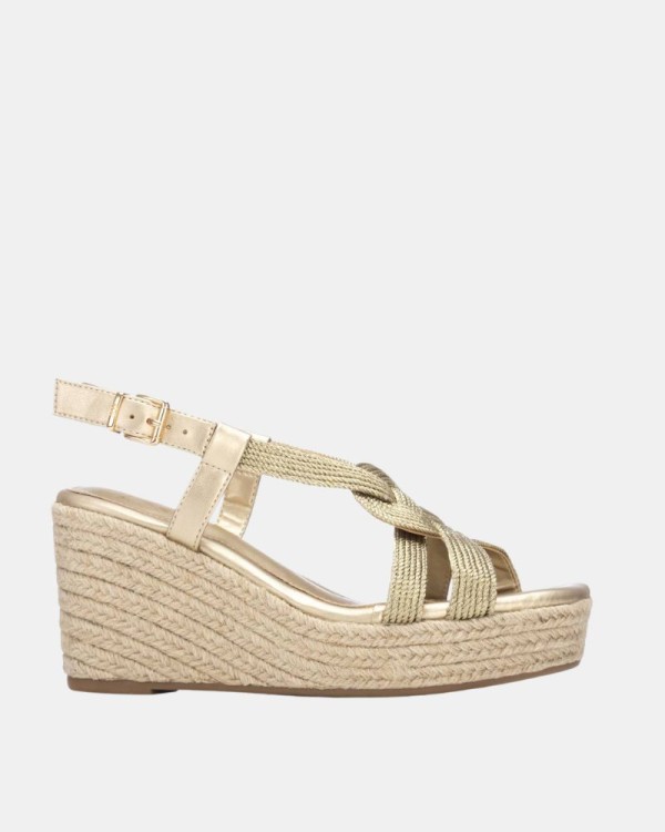 Sandalias Abiertas Rafia Mujer XTI Oro 145458