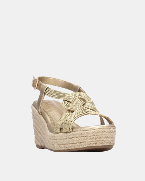 Sandalias Abiertas Rafia Mujer XTI Oro 145458