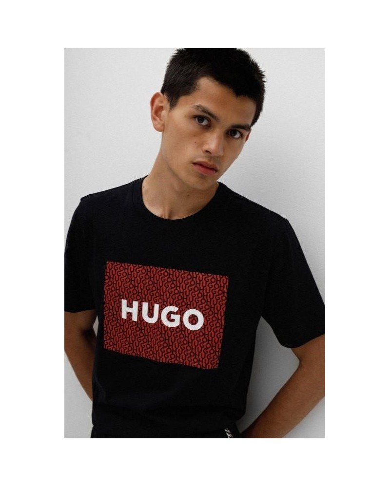 HUGO 50471672  DULIVEU223 T-Shirts Manga Curta Homem Preto