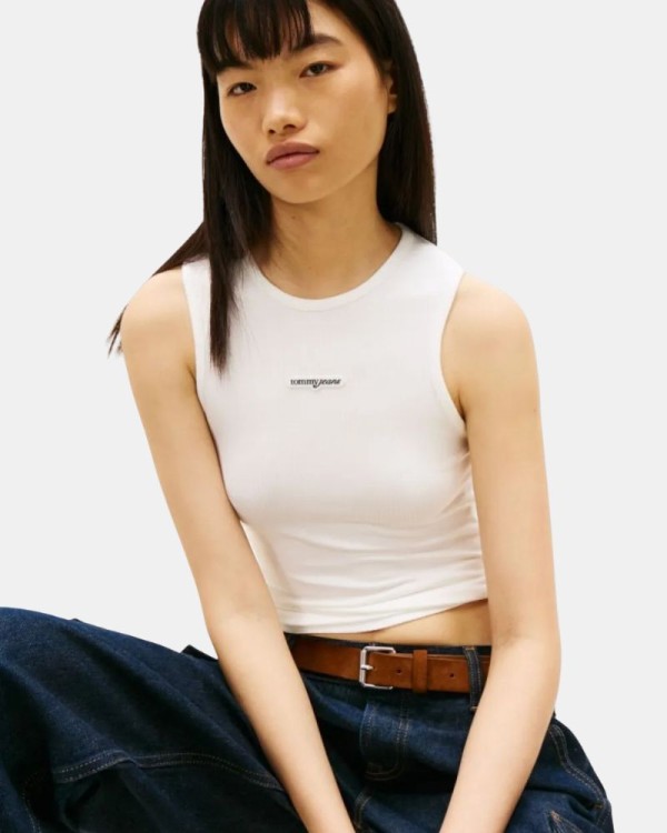 Camisetas Top Mujer TOMMY HILFIGER Blanco DW0DW22282YBL