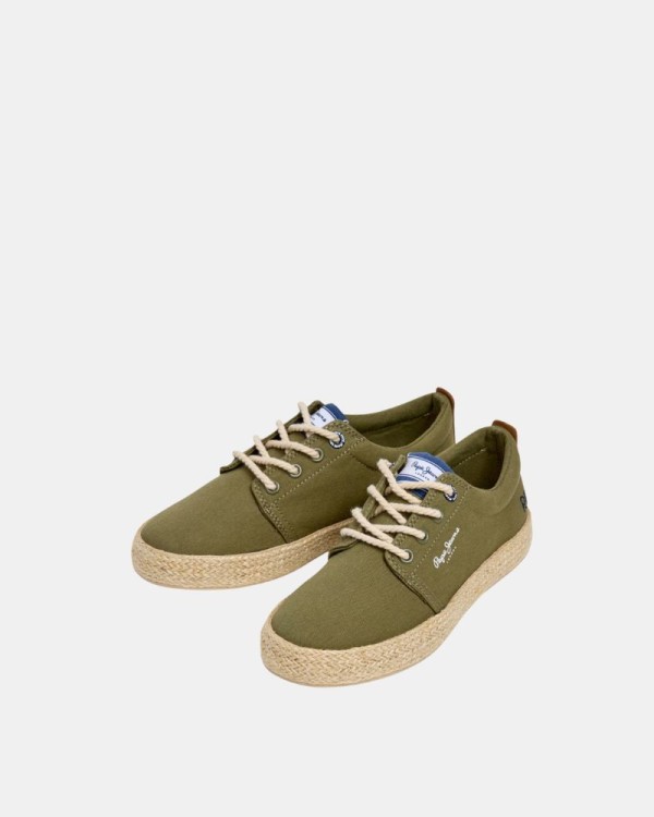 Ténis baixos de ráfia infantil PEPE JEANS Verde PBS300005 BRADY BRAID