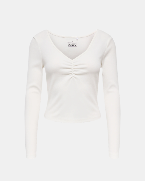 Camisetas de manga comprida para mulher ONLY brancas 15365756 BETTY LIFE