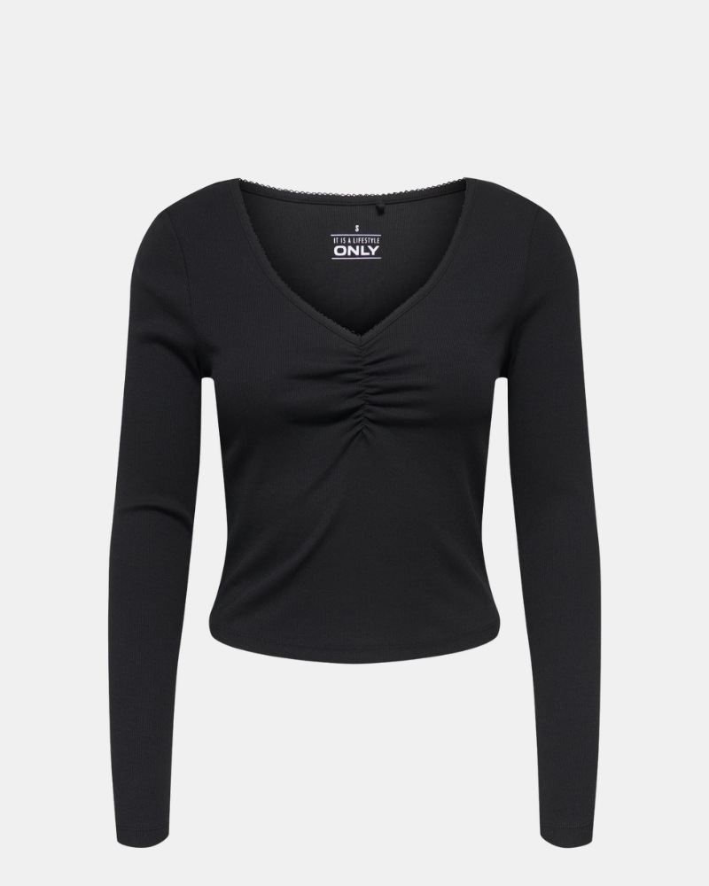 Camisetas de manga comprida para mulher ONLY Preto 15365756 BETTY LIFE