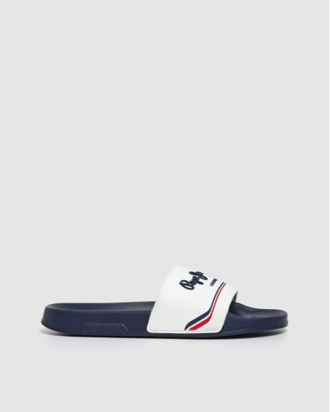 Sandalias Chancletas Hombre PEPE JEANS Blanco PMS70160 SLIDER ORIGIN M