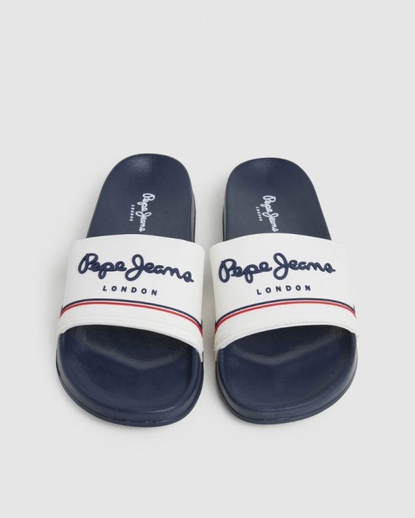 Sandalias Chancletas Hombre PEPE JEANS Blanco PMS70160 SLIDER ORIGIN M