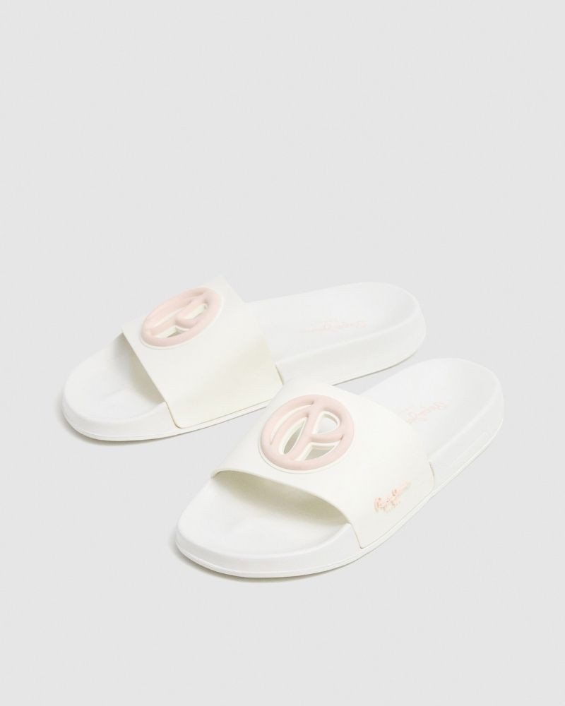 Sandálias Chinelos Mulher PEPE JEANS Branco PLS70159 SLIDER BRAND W