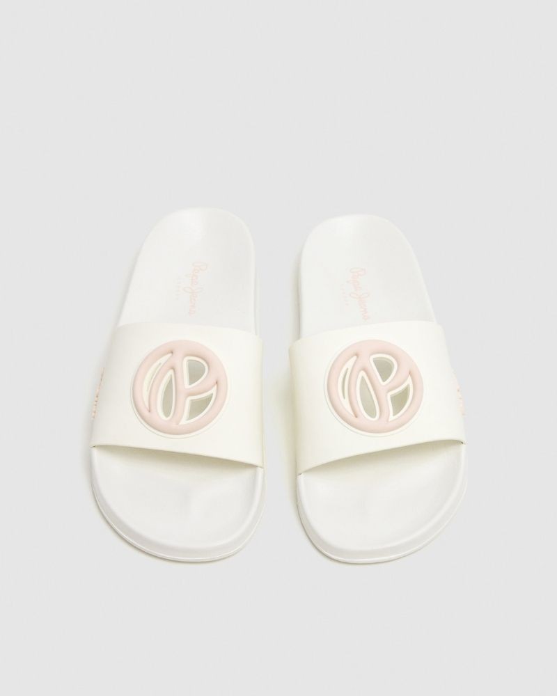 Sandálias Chinelos Mulher PEPE JEANS Branco PLS70159 SLIDER BRAND W