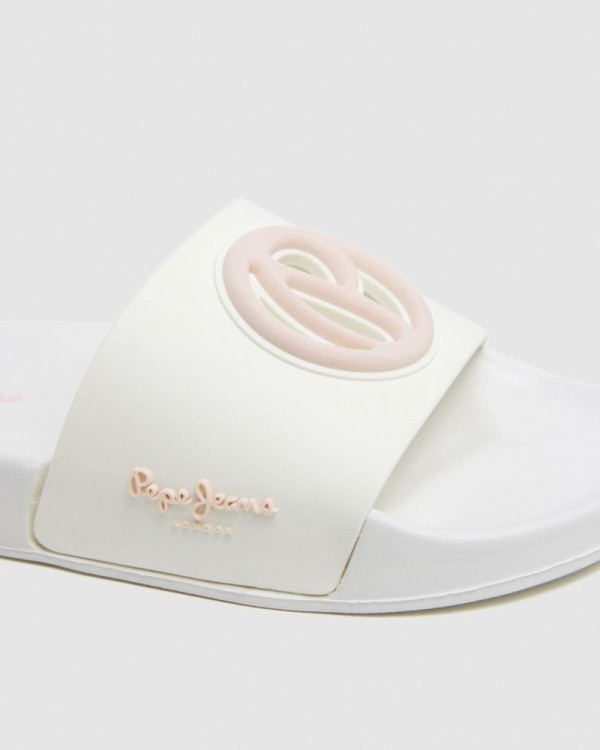 Sandálias Chinelos Mulher PEPE JEANS Branco PLS70159 SLIDER BRAND W