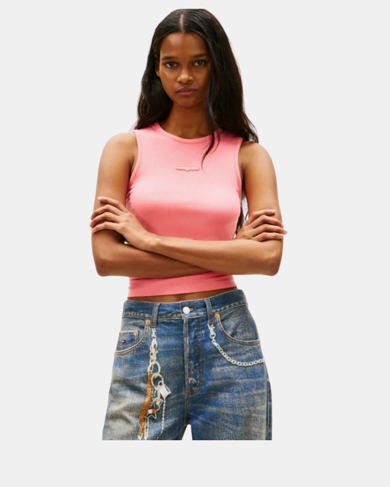 Camisetas Top Mujer TOMMY HILFIGER Rosa DW0DW22282TIE