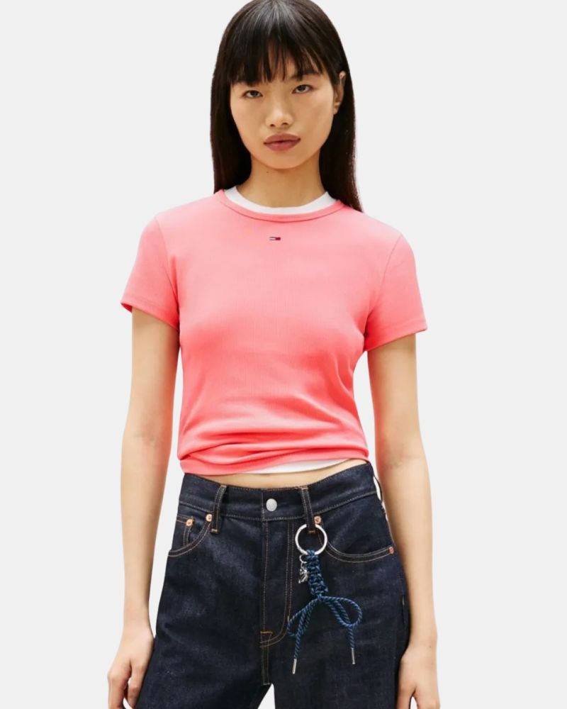 Camisetas Manga corta Mujer TOMMY HILFIGER Rosa DW0DW17383TIE