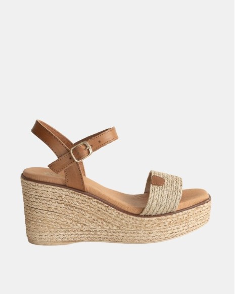 Sandalias Abiertas Rafia Mujer RKS Beige 5890