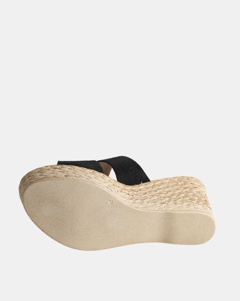 Sandalias Abiertas Rafia Mujer RKS Negro 1901