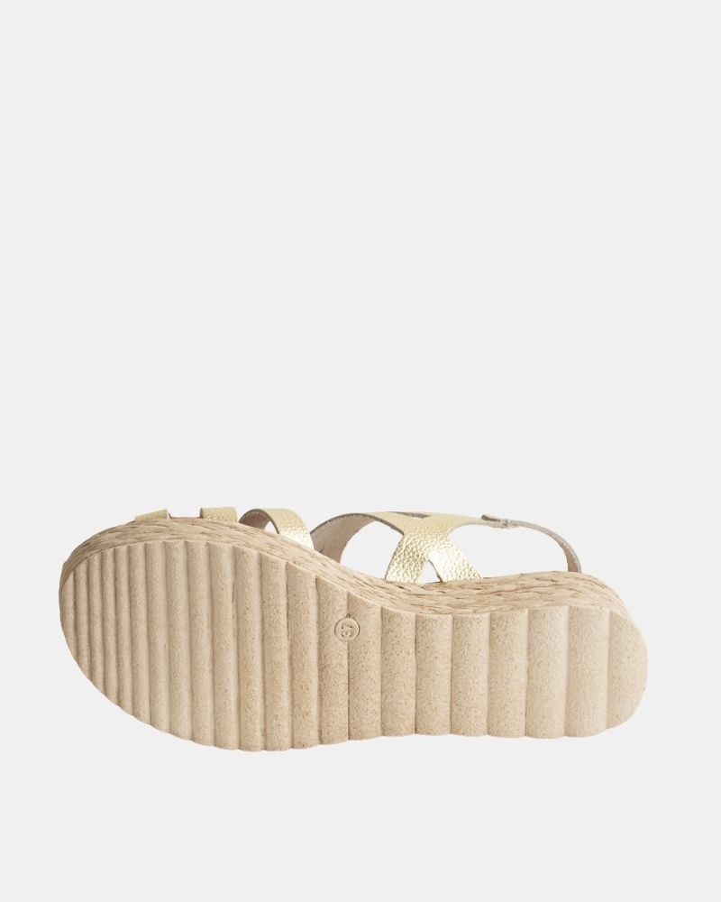Sandalias Abiertas Rafia Mujer RKS Oro 729