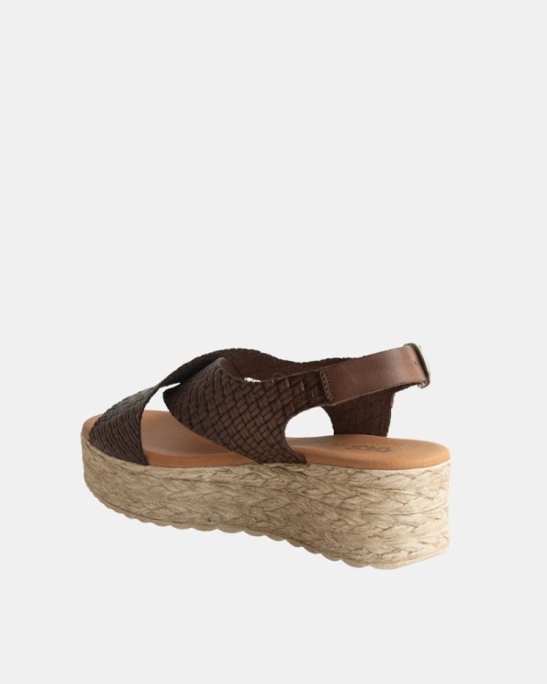 Sandalias Abiertas Rafia Mujer RKS Marrón 714