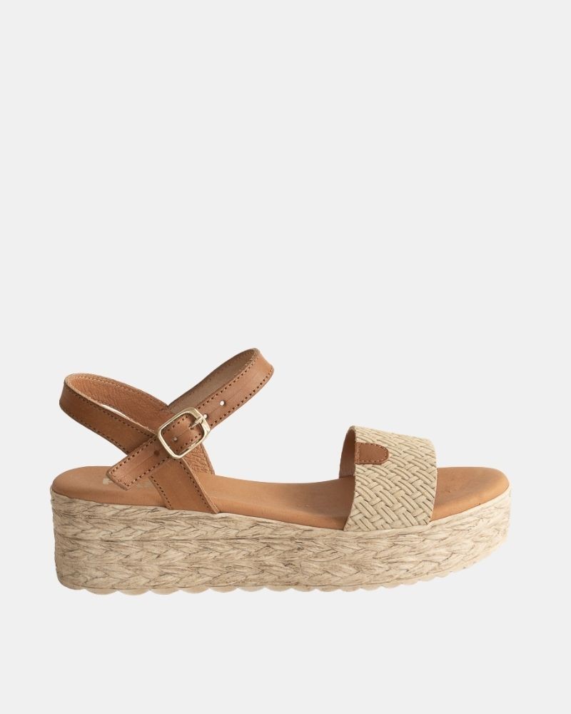 Sandalias Abiertas Rafia Mujer RKS Beige 791