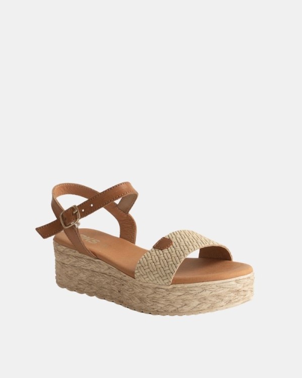 Sandalias Abiertas Rafia Mujer RKS Beige 791