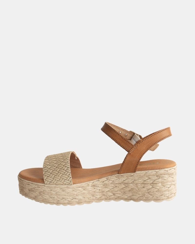 Sandalias Abiertas Rafia Mujer RKS Beige 791