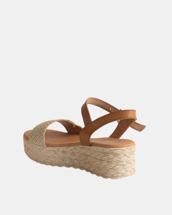 Sandalias Abiertas Rafia Mujer RKS Beige 791