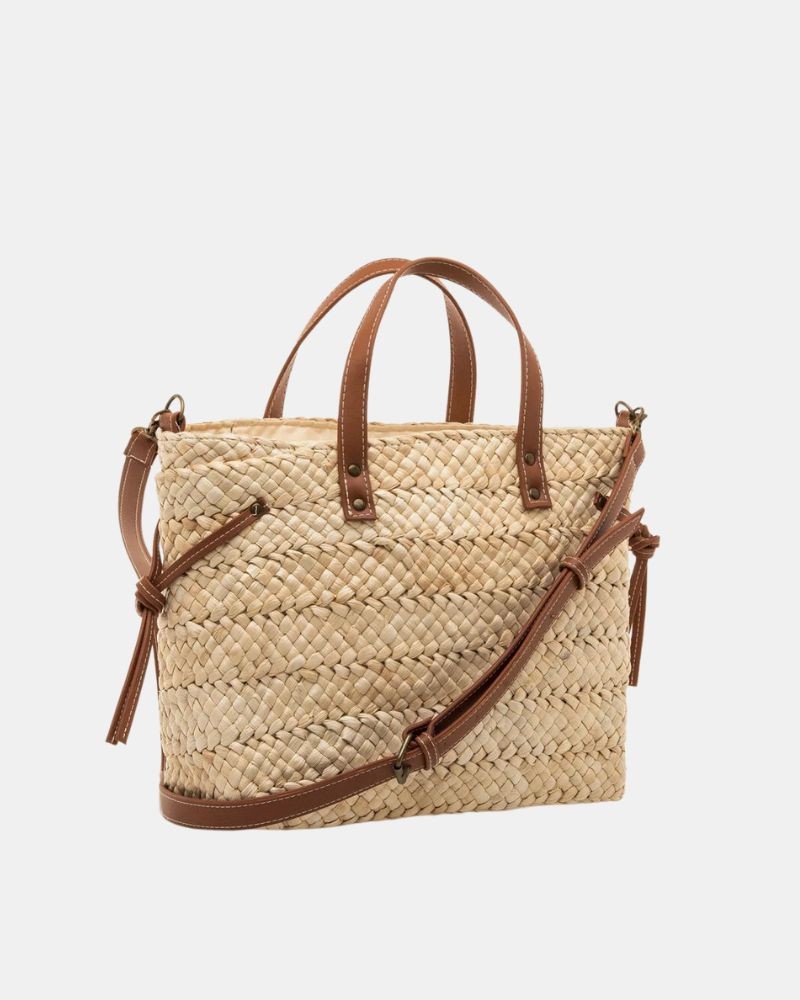 Bolsos Bandoleras Shopper Rafia Mujer  Nude POZO