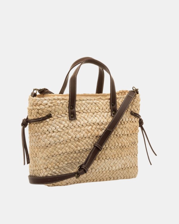 Bolsos Bandoleras Shopper Rafia Mujer  Nude POZO
