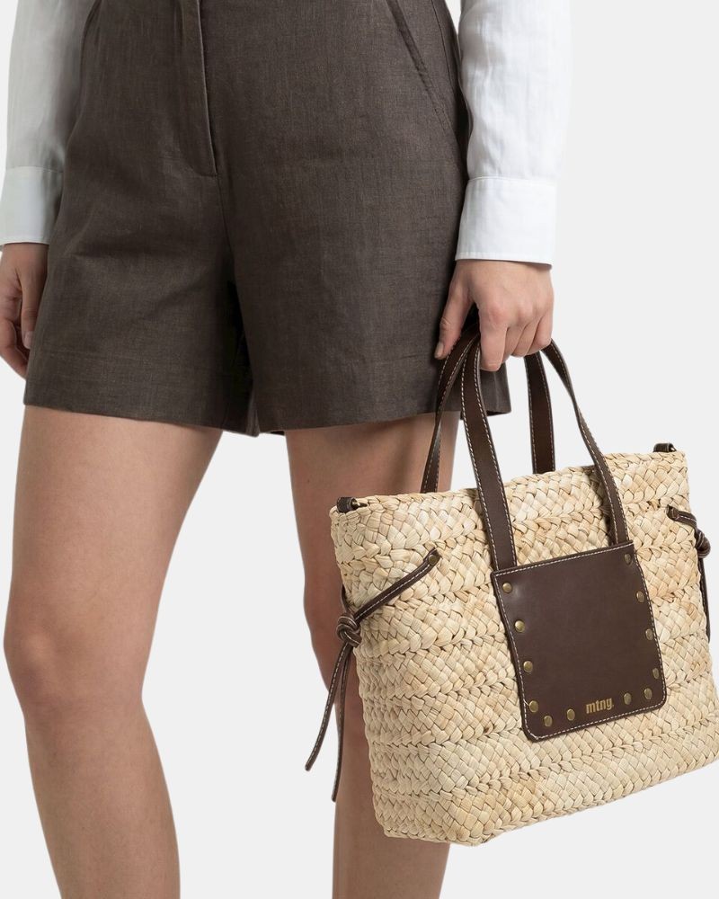 Bolsos Bandoleras Shopper Rafia Mujer  Nude POZO