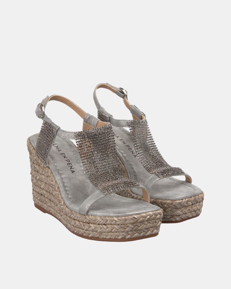 Sandalias Abiertas Rafia Mujer ALMA EN PENA Plata V2651113