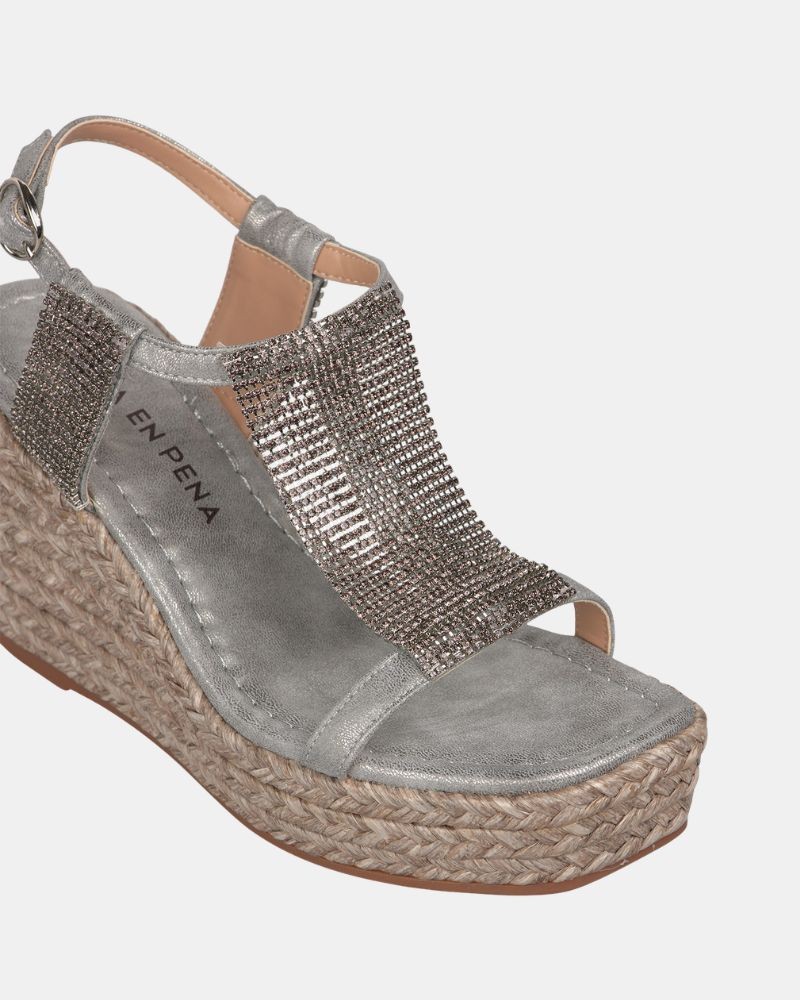 Sandalias Abiertas Rafia Mujer ALMA EN PENA Plata V2651113