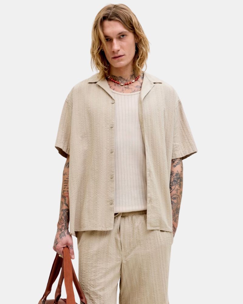 Camisas de manga curta para homem JACK AND JONES bege 12289457 TYSON