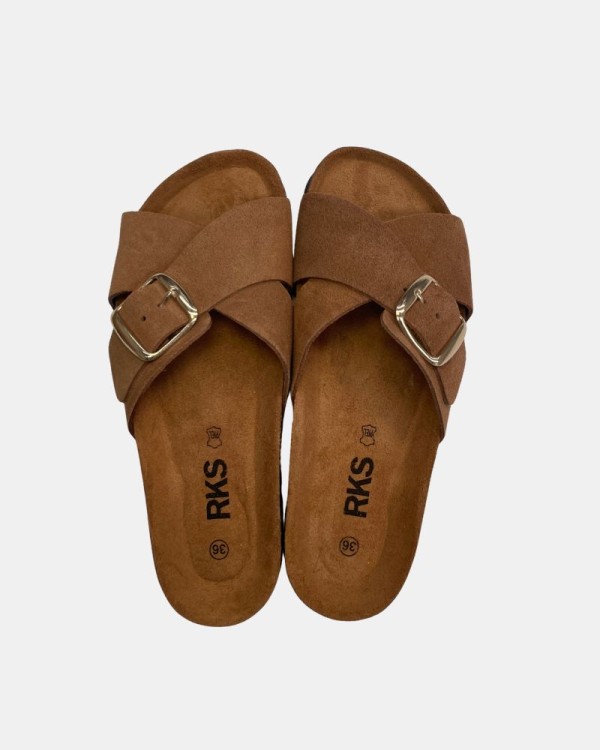 Sandalias Abiertas Mujer RKS Marrón 10551