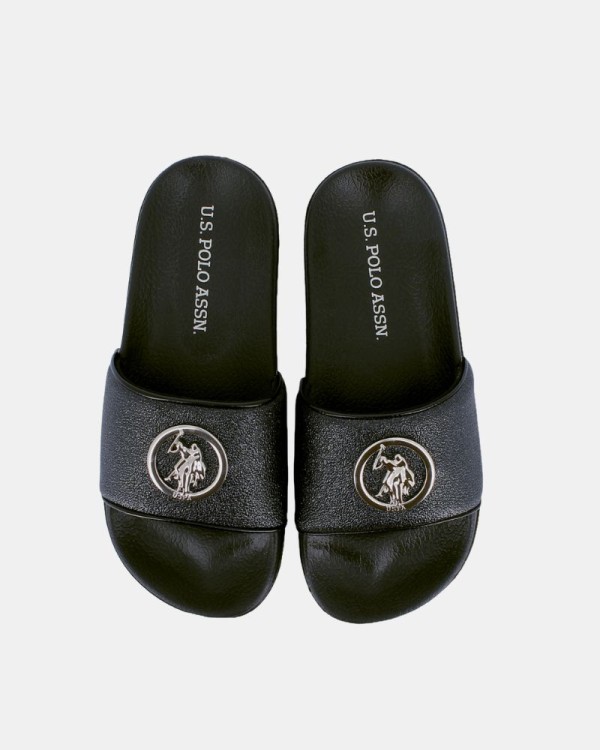 Sandalias Chancletas Mujer US Polo Negro IVY002E 6Y6