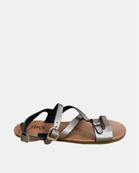 Sandalias Abiertas Barefoot Mujer RKS Plata Gris 95006