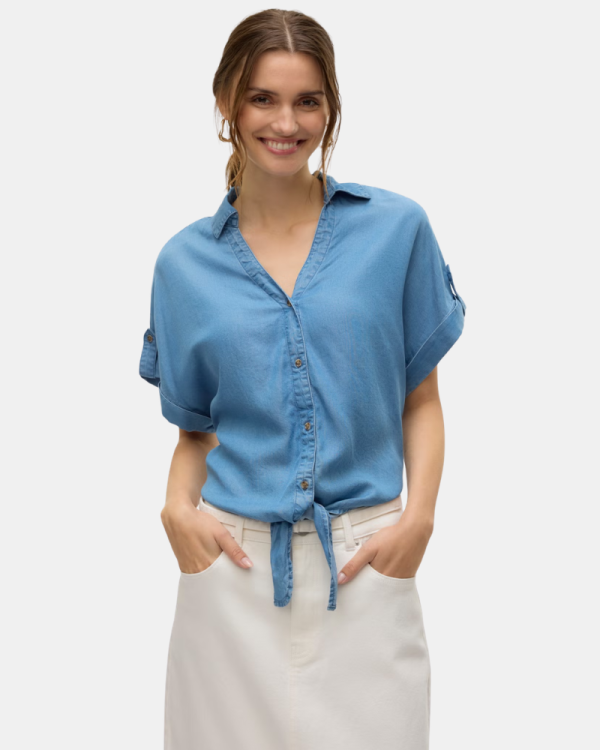 Camisas de manga curta para mulher VERO MODA Azul 10326059 FLEUR