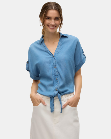 Camisas de manga curta para mulher VERO MODA Azul 10326059 FLEUR