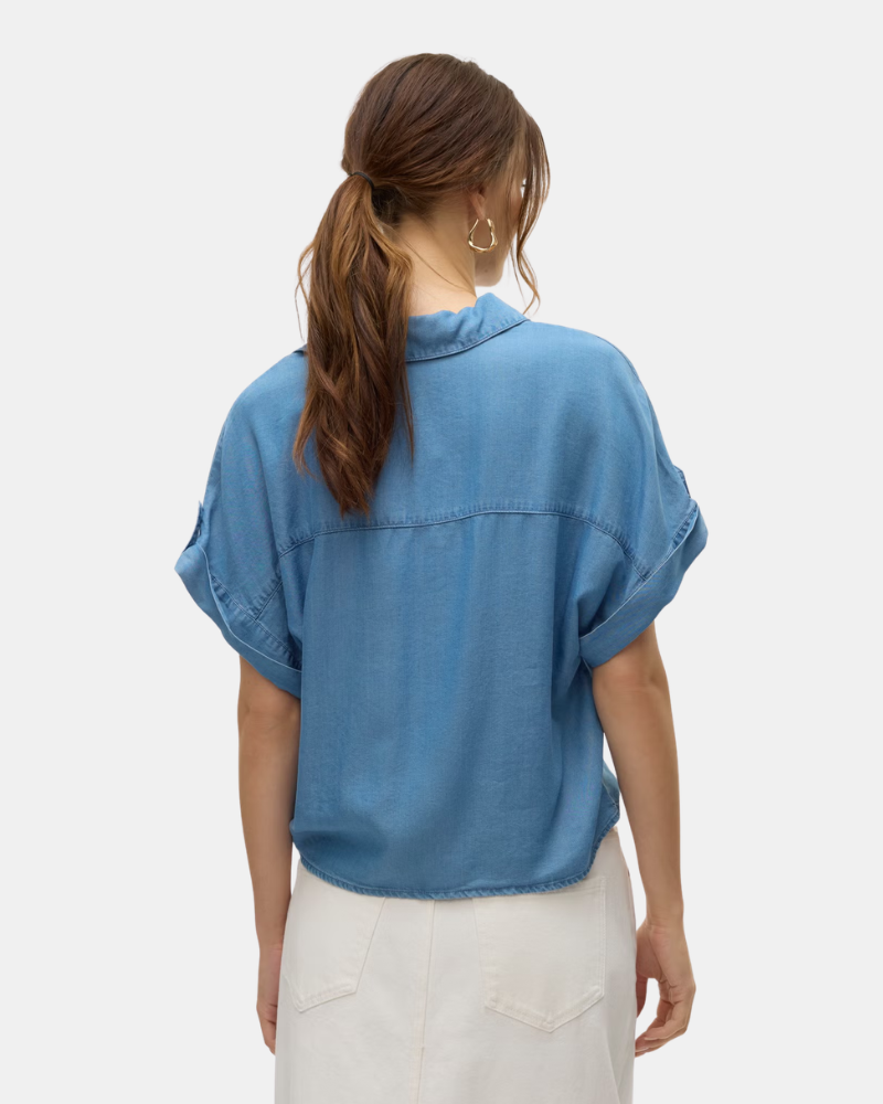 Camisas de manga curta para mulher VERO MODA Azul 10326059 FLEUR