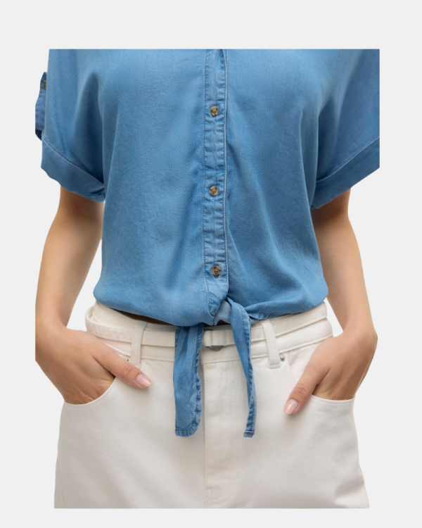 Camisas de manga curta para mulher VERO MODA Azul 10326059 FLEUR