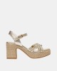 Sandalias Fiesta Abiertas Rafia Mujer  Oro CT51701 071 VALVAS LAMINADO