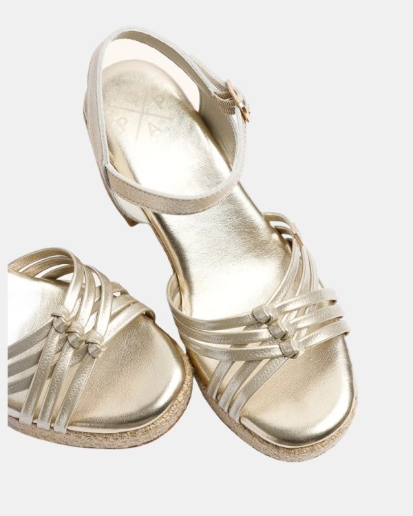 Sandalias Fiesta Abiertas Rafia Mujer  Oro CT51701 071 VALVAS LAMINADO