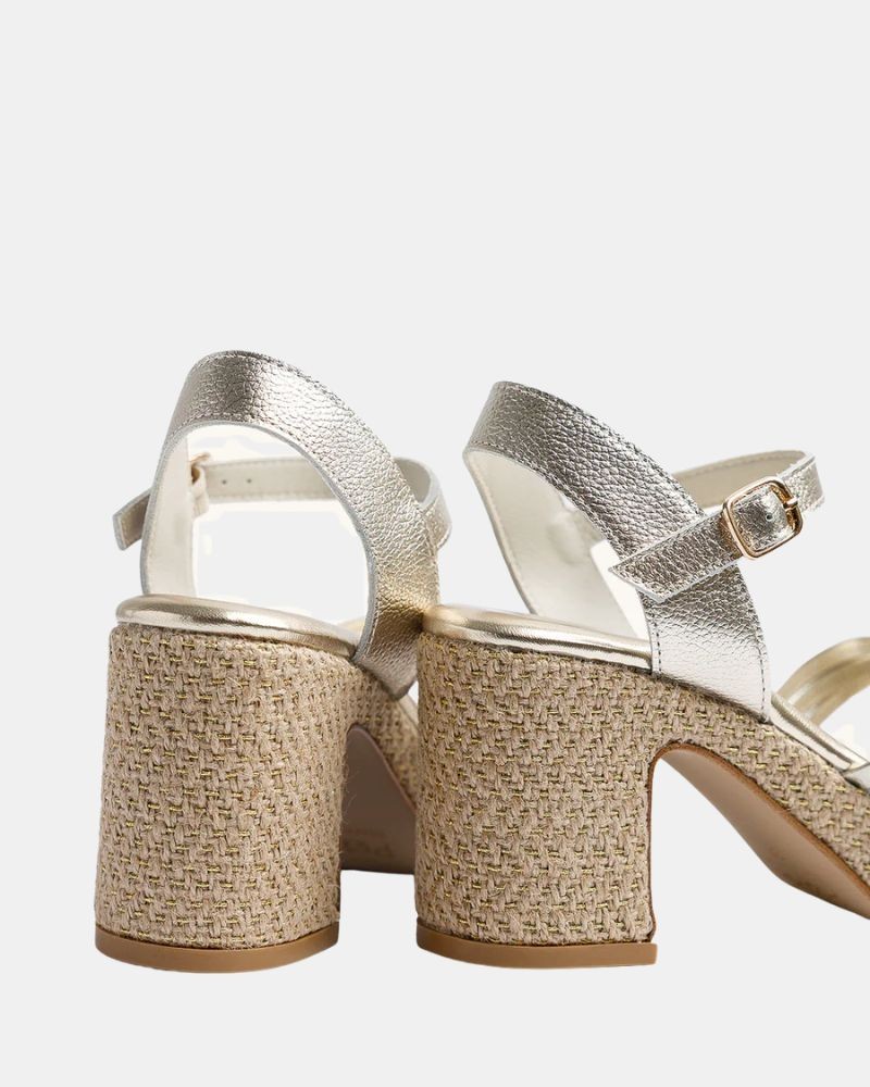 Sandalias Fiesta Abiertas Rafia Mujer  Oro CT51701 071 VALVAS LAMINADO