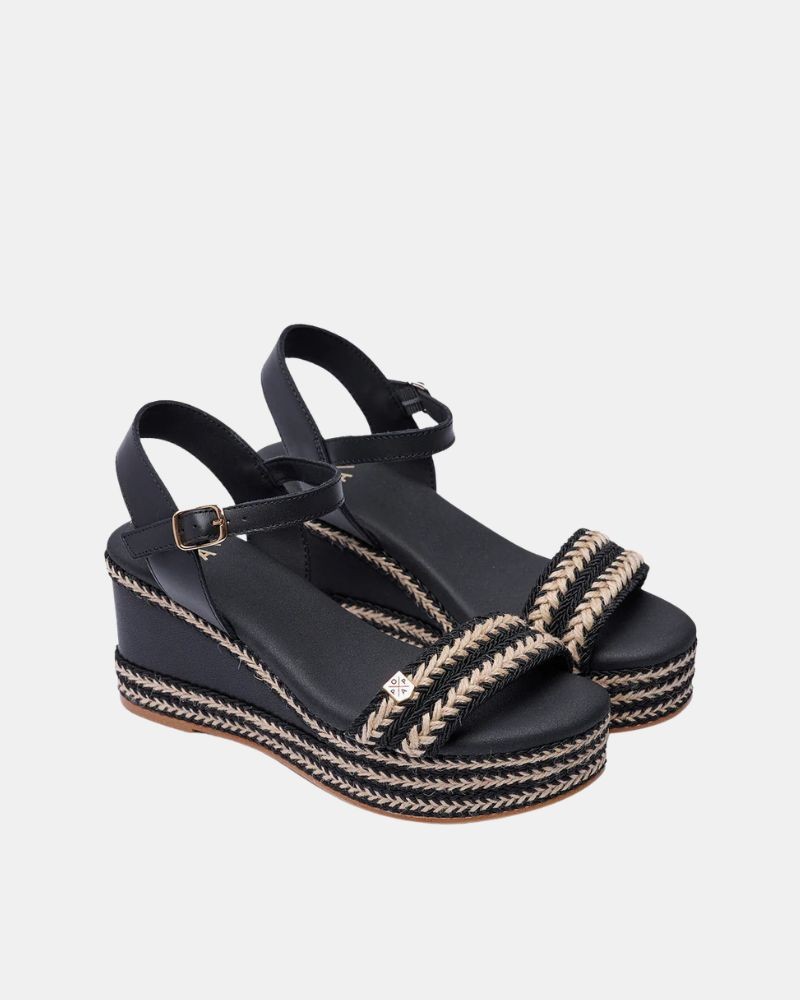 Sandalias Abiertas Rafia Mujer  Negro CB41001 071 ARAMBOL GALLERY