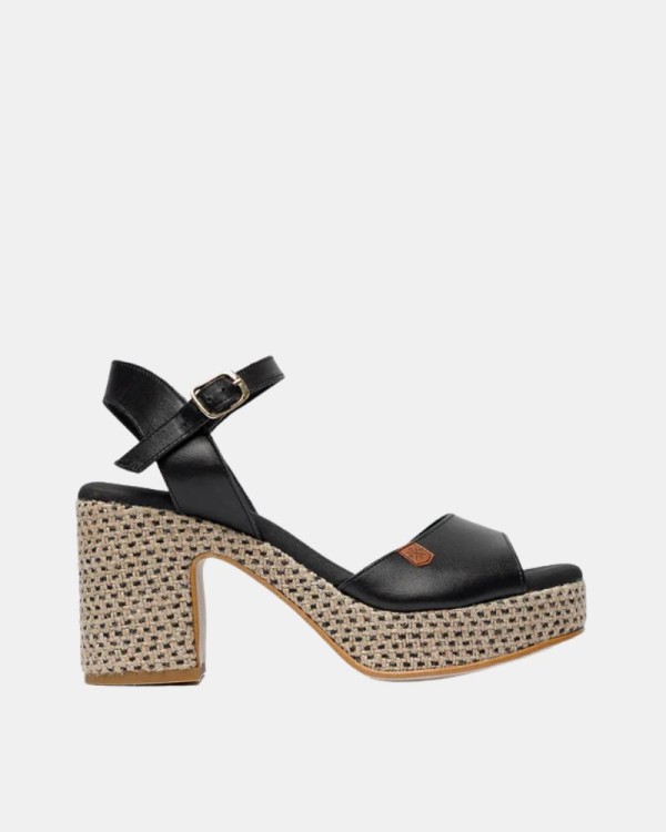 Sandalias Abiertas Rafia Mujer  Negro CT47903 071 DAIRA PIEL