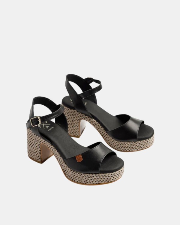 Sandalias Abiertas Rafia Mujer  Negro CT47903 071 DAIRA PIEL