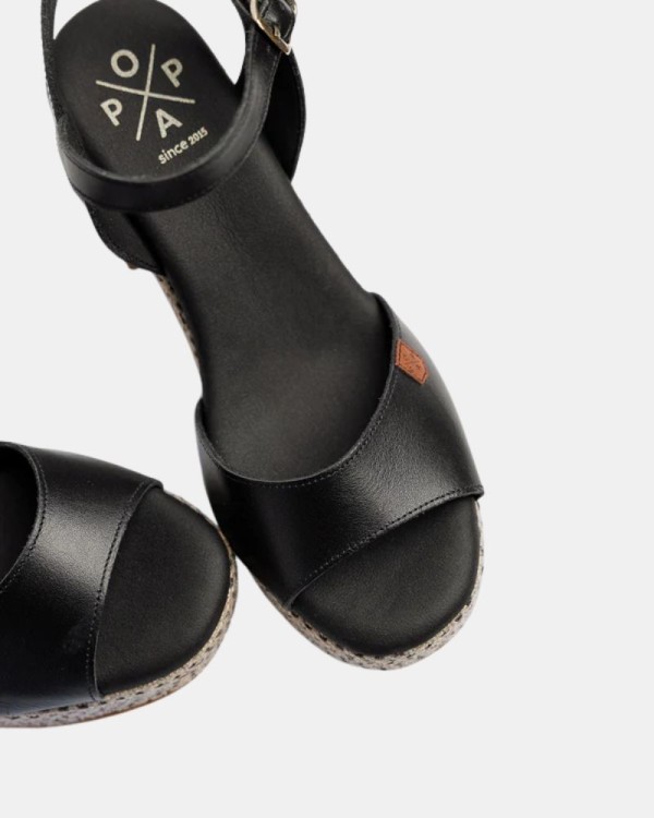 Sandalias Abiertas Rafia Mujer  Negro CT47903 071 DAIRA PIEL