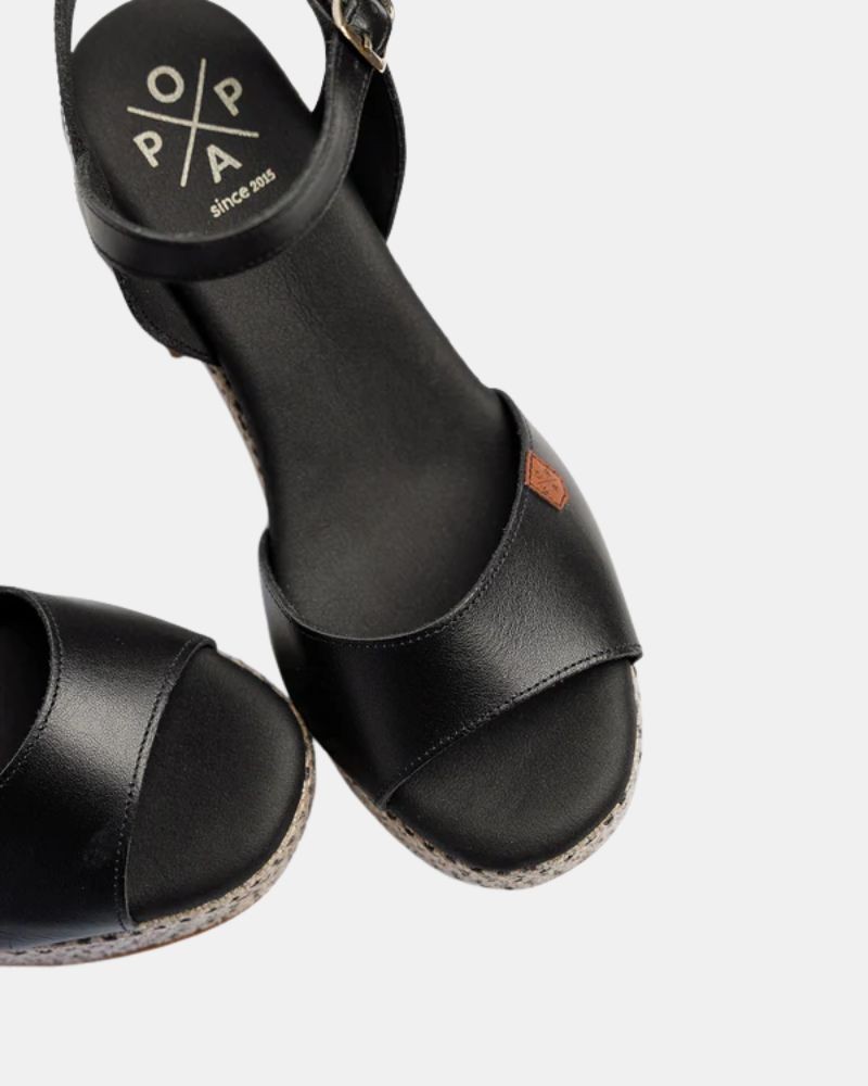 Sandalias Abiertas Rafia Mujer  Negro CT47903 071 DAIRA PIEL