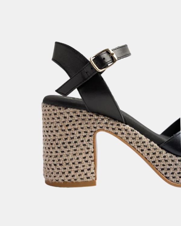 Sandalias Abiertas Rafia Mujer  Negro CT47903 071 DAIRA PIEL