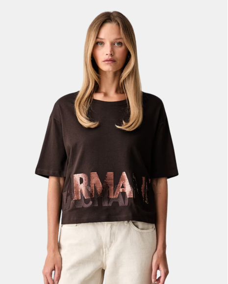 Camisetas de manga curta para mulher ARMANI EXCHANGE Castanho XW002779 AF10356