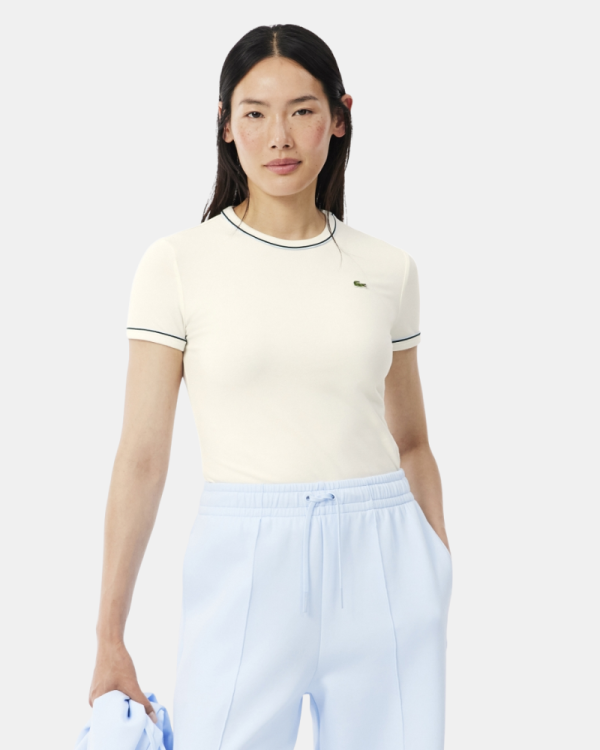 Camisetas de manga curta para mulher LACOSTE Bege TF5289