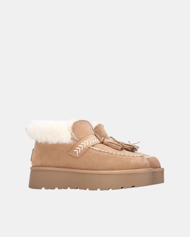 Botines De pelo Bajos Australianas Mujer XTI Beige 146065
