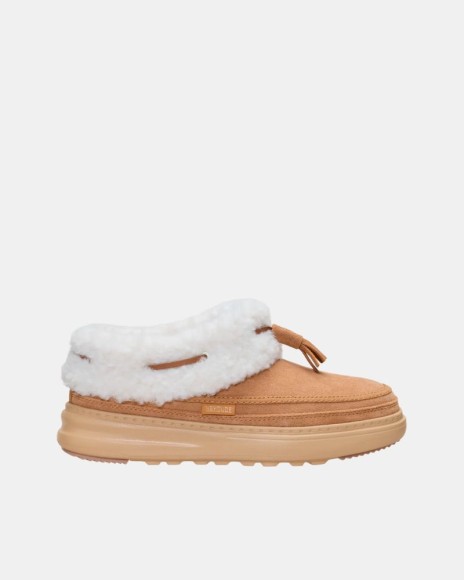 Sapatos tamancos de pelo estilo australiano para mulher HEY DUDE Bege 45909 REMI TOASTEE LO TASSEL