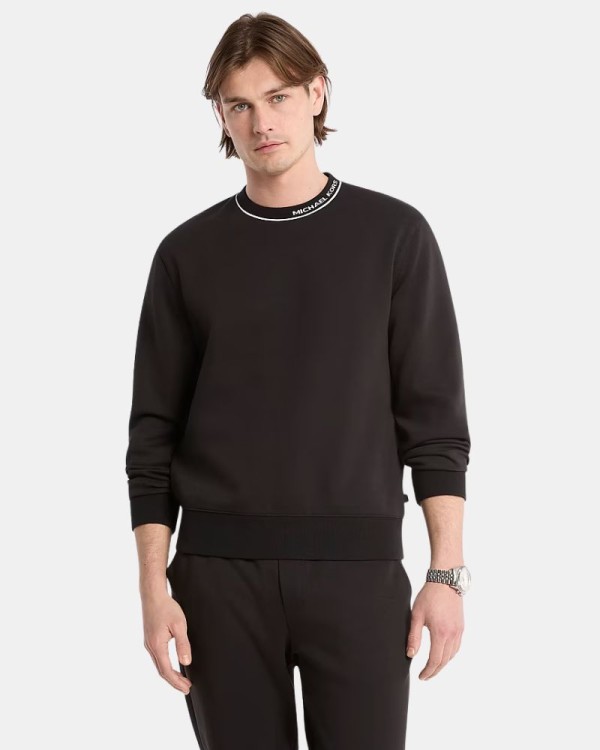 Sweatshirts sem capuz para homem MICHAEL KORS Preto CT652G25MF LOGÓTIPO GOLA CANELADA