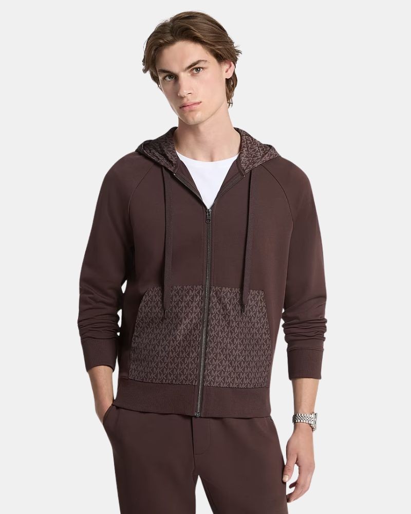 Camisolas com capuz para homem MICHAEL KORS castanho CF552Q55MF com fecho integral
